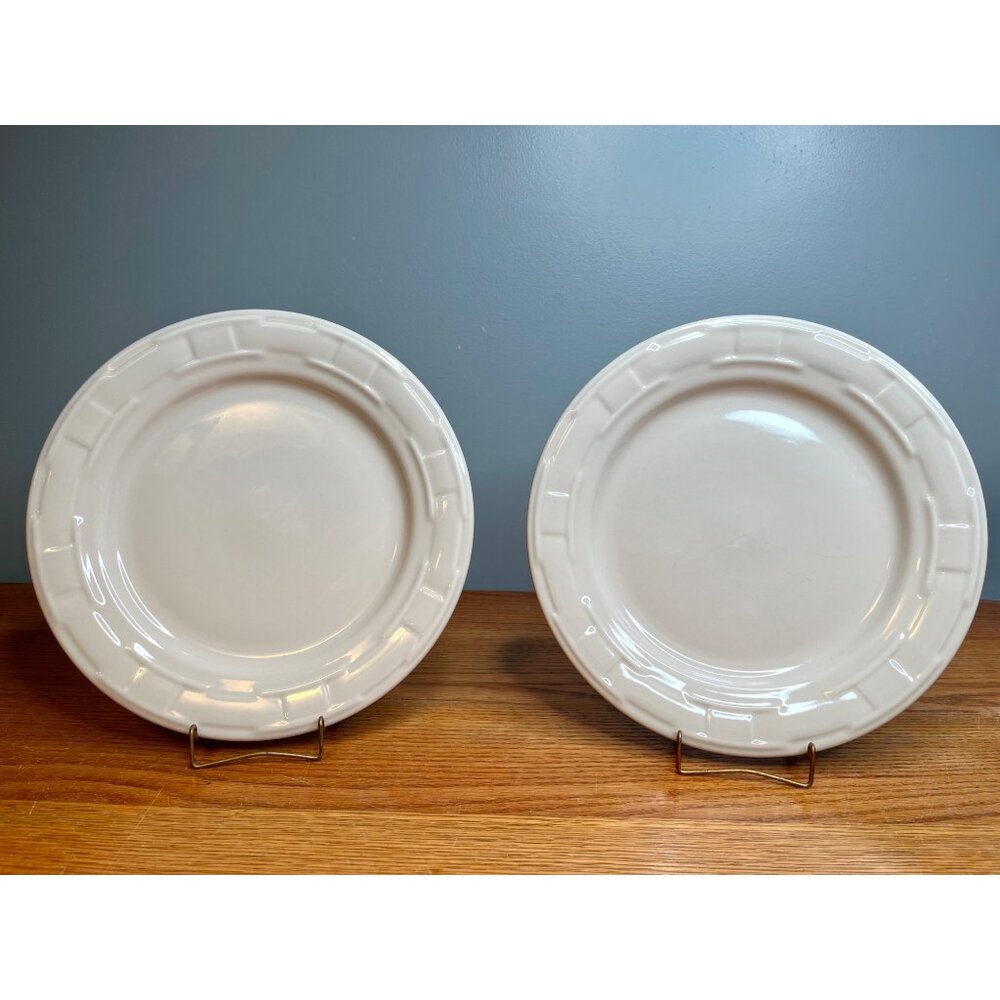 Set of 2 Longaberger Ivory Woven Traditions 10" Dinner Plate
